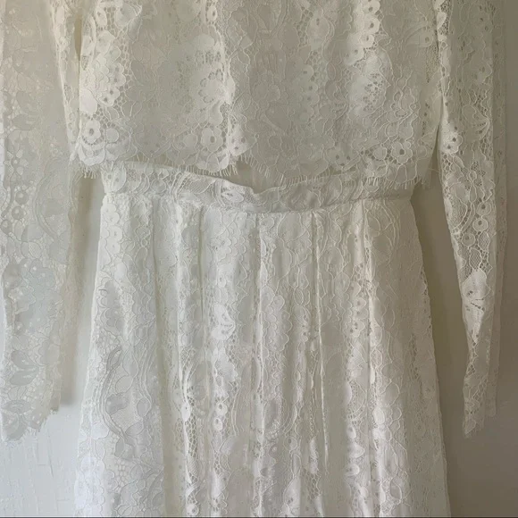 ASOS BRIDAL EDITION Grace Lace Long Sleeve Crop Top Maxi Wedding Dress - Picture 12 of 16